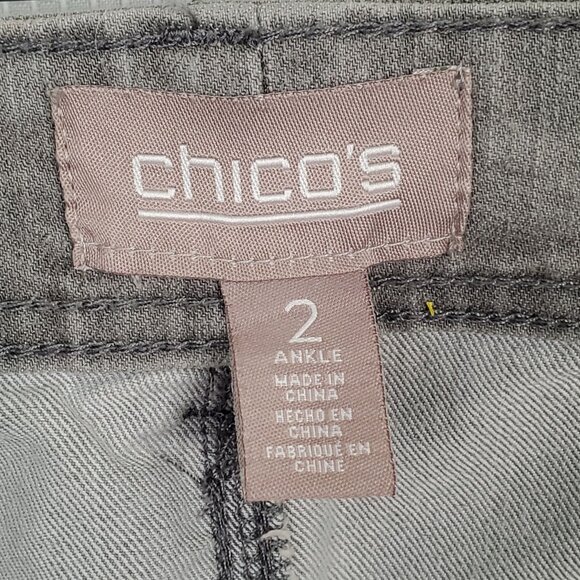 Chico's 2 Size L 12 Jeans Ankle Denim Stretch Mid Rise 5 Pocket - Picture 3 of 8